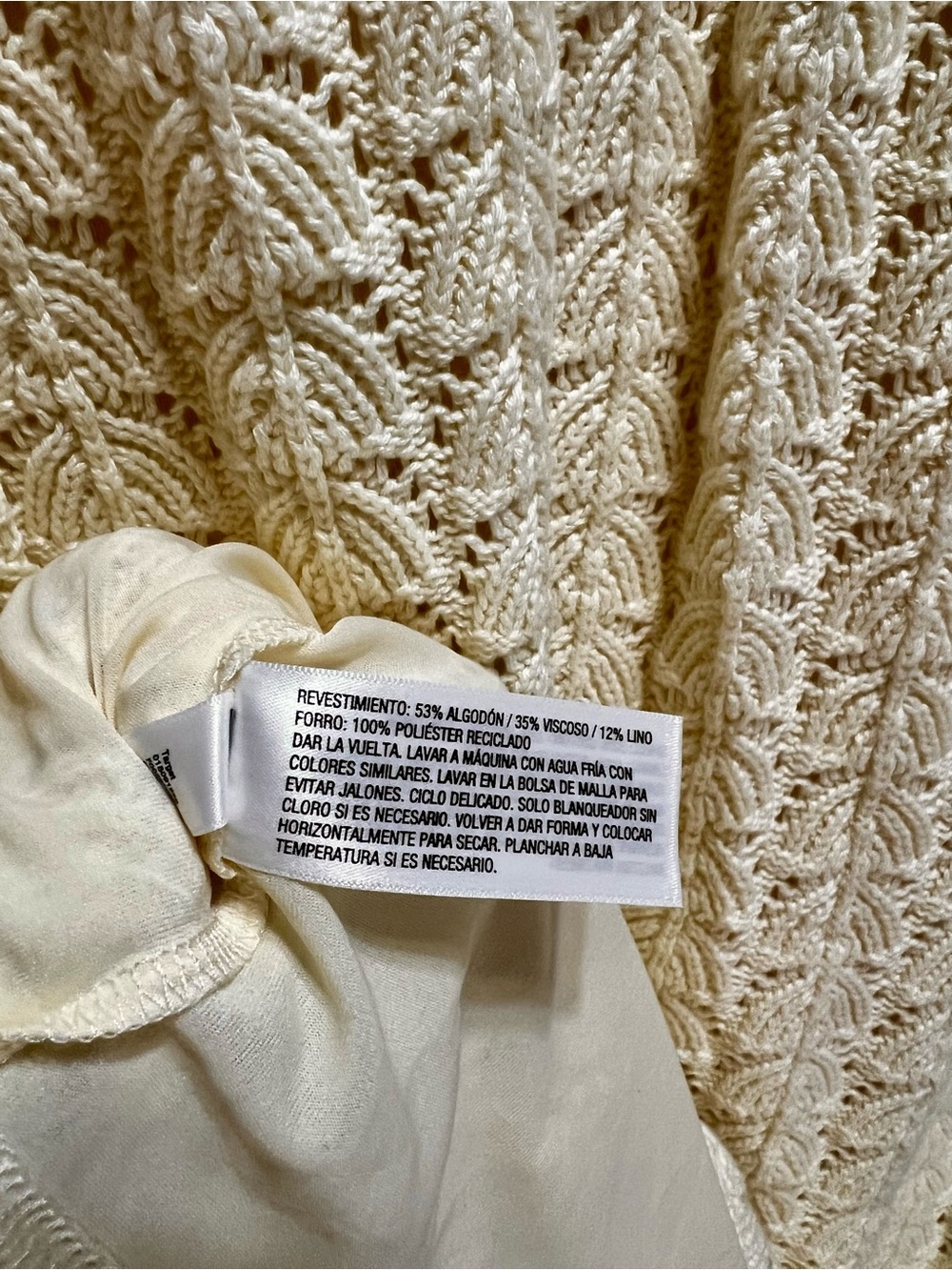 A New Day Cream Crochet Sweater Dress Short Sleeve Lined Size M NWT - Picture 4 of 6